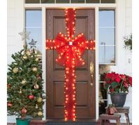 ReTaaj Large Christmas Front Door Bow Full Wrap White LED Light Wedding Traditional Party Gifts Xmas Gifts Home Outdoor Decorations