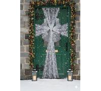 ReTaaj Large Door Bow Full Wrap Double Home Christmas Wedding Traditional Party Gifts Outdoor White LED Light (Silver)