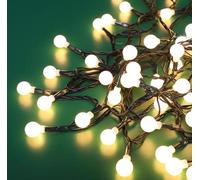 ReTaaj LED Berry 50 100 200 Ball Fairy String Lights Battery Powered with Timer & 8 Modes ON/Off Function Green Wire Christmas Festive Indoor Outdoor Xmas Decoration Warm White (4.9m - 50LED)