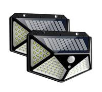 ReTaaj Solar Powered Outdoor Light 100 LED Wall Security Light PIR Motion Sensor IP65 Waterproof Wireless 3 Modes for Fence, Front Door, Yard, Pathway, Garage (100LED - 2Pack)