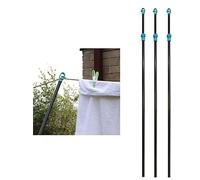 ReTaaj x3 Telescopic Prop Line 2.4M Adjustable Easy Twist n Lock Metal Galvanised Garden Outdoor Laundry Support Clothes Drying Pole Extendable Heavy Duty
