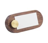 Retail Cost Display Sign, Wooden Tag Stand with Brass Holder Tabletop Setup, Compact, Vintage Label Card Stand for Storefronts Boutiques Farmer Markets Craft Fairs Pop-Ups Events, 4x8.5x1cm