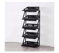 Retail Display Rack,4/5 Tier Market Shelf - Black Supermarket Fruit & Vegetable Display Stand, Kitchen Storage for Chips, Beverages, Breads, Fruits & Veggies, Size: 65x35x150cm