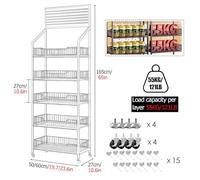 Retail Display Rack,5-Tier Black Fruit & Vegetable Storage Rack - Supermarket Snack Display Stand for Chips, Sweets & Groceries - Easy Install Convenience Store Holder (50x27cm)