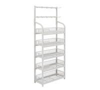 Retail Display Rack, 5 Tier Snack Organizer Stand, Metal Storage Shelves for Easy Assembly Gondola Shelving in Supermarket and Kitchen