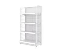 Retail Display Rack,Versatile Retail Gondola Shelving Display Rack - White Supermarket Wall Unit with Grid Shelves for Grocery, Convenience Store & Retail - 122 x 36 x 135cm