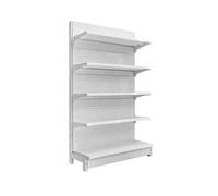 Retail Gondola Shelving Display Rack - market & Convenience Store Shelves for Grocery Liquor Office Supplies - White 90x43x135cm Adjustable & Sturdy Design