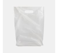 Retail Plastic Merchandise Bags, Die Cut Handles, Strong, Tear Resistent, different Sizes and Colors. Perfect for Retail Stores, Parties or Any Events. Packs of 100/200/500/1000 (200, Clear, 15x18")