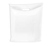 Retail Plastic Merchandise Bags, Die Cut Handles, Strong, Tear Resistent, different Sizes and Colors. Perfect for Retail Stores, Parties or Any Events. Packs of 100/200/500 (100, White, 18x18")