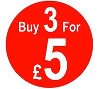 Retail Pricing Round Sticker 20mm 'Buy 3 for £5' Sticky Labels Pack of 100 Self Adhesive Price Stickers Easy Peel Price Labels for Display No Residue Sale Stickers for Retail Sale Tags Sticker Pack