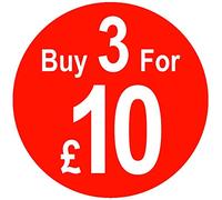 Retail Pricing Round Sticker 25mm 'Buy 3 for £10' Sticky Labels - Pack of 1000 Self Adhesive Labels for Easy Application, No Residue Paper Label Stickers, Adhesive Paper Sticker Pack by Price Stickers