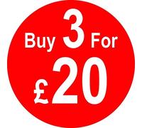 Retail Pricing Round Sticker 35mm 'Buy 3 for £20' Sticky Labels Pack of 100 Self Adhesive Price Stickers Easy Peel Price Labels for Display No Residue Sale Stickers for Retail Sale Tags Sticker Pack