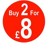 Retail Pricing Round Sticker 45mm 'Buy 2 for £8' Sticky Labels Pack of 500 Self Adhesive Price Stickers Easy Peel Price Labels for Display No Residue Sale Stickers for Retail Sale Tags Sticker Pack