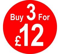 Retail Pricing Round Sticker 45mm 'Buy 3 for £12' Sticky Labels Pack of 100 Self Adhesive Price Stickers Easy Peel Price Labels for Display No Residue Sale Stickers for Retail Sale Tags Sticker Pack