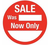 Retail Pricing Sticker 'Sale was/Now Only' 63mm Round Sticky Labels - 500 Pcs Self Adhesive Labels for Easy Application, No Residue Paper Label Stickers, Adhesive Paper Sticker Pack by Price Stickers