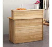 Retail Reception Counter with Lockable Drawer & Privacy Panels 47.2" x 17.7" x 39.7" Wooden Grain Finish Ideal for Storefronts & Showrooms