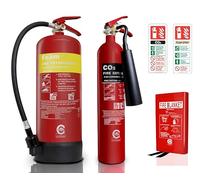 Retail Shop Hair Salon Restaurant Fire Extinguishers Set 6 LTR Foam + 2 KG CO2 Fire Extinguishers + 1m X 1m Blanket. CE and British Standard.