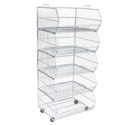Retail Shop Supermarket Basket Essentials Stacking Baskets, Bin Baskets, Basket Stands, and Tiered Baskets (60cm, Stackable Zinc Baskets)