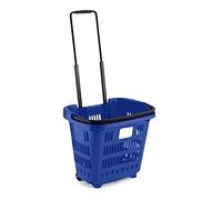 Retail Shop SUPERMARKETS 5 Tier Stacking Metal Baskets (1 X BLUE WHEELY SHOPPING BASKET)