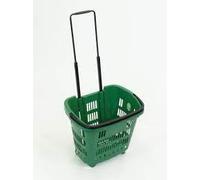 Retail Shop SUPERMARKETS 5 Tier Stacking Metal Baskets (1 X GREEN WHEELY SHOPPING BASKET)