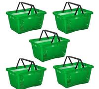 Retail Shop SUPERMARKETS 5 Tier Stacking Metal Baskets (GREEN 5 X BASKET 28 LITRE)