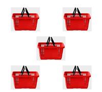 Retail Shop SUPERMARKETS 5 Tier Stacking Metal Baskets (RED 5 X BASKET 21 LITRE)