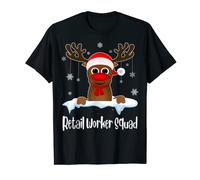 Retail Worker Squad Xmas Reindeer Santa Hat Christmas party T-Shirt