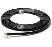 RetailAndBulk 10FT RJ11 Telephone Cord - Pro Grade 4-Wire Landline Phone Cable, 100% Copper, Heavy Duty PVC Jacket, Thick Gold Contacts for Phone, Fax, DSL (Black, Made in USA)