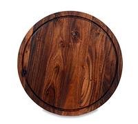 Retailmonk Natural Wood Handmade Indian Walnut Chopping Board -Round Medium 36 X 36 X 2.5 cm-Food-Grade Non Slip Board for Food Prep, Meat, Vegetables, Bread, Crackers & Cheese - Brown