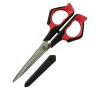 Retaily rPL3167c Multi-Purpose Scissors with Safety Cover, 168mm, RED Body, Right n Left Handed, Curved Cutting Edge, Precise Smooth Cutting, Home Office Business Use