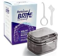 Retainer Brite Cleaning Kit Including 96 Tablets (3 Month Supply) and Case - Retainer Box Ideal for retainers, mouthguard, dentures, invisalign. Removes Plaque and Tartar. (Black)