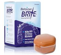 Retainer Brite Cleaning Kit with 96 Tablets and Orthodontic Retainer Case - Sun Orange - for Retainers, Invisalign, Mouthguards, Dentures - Removes Plaque, Kills 99.9% Bacteria