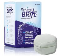 Retainer Brite Cleaning Kit with 96 Tablets and Retainer Box - Light Milk Green - for Retainers, Invisalign, Dentures, Mouthguards - Removes Plaque, Kills 99.9% Bacteria