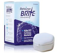 Retainer Brite Cleaning Kit with 96 Tablets and Retainer Storage Case - Angel White - for Retainers, Invisalign, Dentures, Mouthguards - Removes Plaque, Kills 99.9% Bacteria