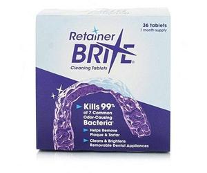 Retainer Brite Cleaning tablets, for removable appliances including clear retainers, clear aligners, mouthguards, nightguards, TMJ appliances & wire retainers. 36 tablets. by Retainer Brite
