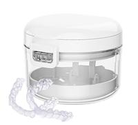 Retainer Case - Denture and Orthodontic Bath with Drain Tray, Cleaning Cup for Soaking Braces, Aligners, and Appliances | Portable Retainer Box for Adults, Compa