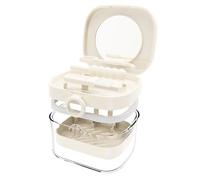 Retainer Case,Denture Case Retainer Cleaning Case, No-Leak Denture Bath Box Cup, Complete Clean Care for Dentures, Mouth Guard, Night Guard & Retainers with Mirror,Hook,Bite adhesive and Brush(White)