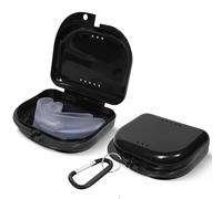 Retainer Case - Pack of 2 - Odorless Mouth Guard Case-Retainer Holder-Ventilated, Durable & Hygienic Guard Case for Carrying and Protecting Braces, Partial Dentures & Aligners-Black-3.14 x 3.14 x 1.1