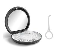 Retainer Case, Portable Denture Box with Mirror Empty Orthodontic Dental Retainer Box for Retainers and Mouthguards with Aligner Removal Tool (Black)