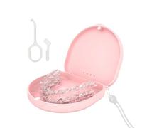 Retainer Case, Slim Aligner Cases for Invisalign, Mouthguard Case with Removal Tools& Aligners Chewies& Brush, Cases with Ventilation Holes and Silicone Wrist Strap for Portable Travel (Pink)