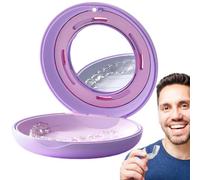 Retainer Case with Mirror, Braces Guard Container, Slim Aligner Storage Box, Closure Design, Compact Travel Size, Hygienic Interior, Perfect for Girl, Women, Mouthpiece, 8.6x8.6x2.6cm