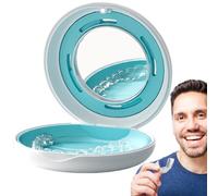 Retainer Case with Mirror, Braces Guard Container, Slim Aligner Storage Box, Closure Design, Compact Travel Size, Hygienic Interior, Perfect for Girl, Women, Mouthpiece, 8.6x8.6x2.6cm
