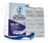 Retainer Cleaner Tablets - 96 Tablets + Retainer Cleaning Denture Brush for Fresh, Brite, and Stain-Free Retainer, Mouth Guard, Denture and Aligner - Retainer Cleaning Kit (96 count)