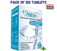 Retainer Fresh Retainer Cleaner Tablets - 120 Tablets 4 Month - Retainer Cleaning Tablets, Mouth Guard Cleaner, Denture Cleaner, Aligner Cleaner, Brite Retainer Tablets