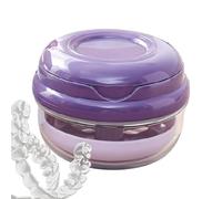 Retainer Cleaning Case | Leakproof - 304 Stainless Steel 3.42x3.42x2.32in Compact Soaking Container with Brush & Remover - Portable Abs Braces Storage Box for False Teeth, Travel Mouth Care Kit Men W