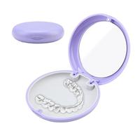 Retainer Container Case with Mirror, Dental Retainer Cover with Magnetic Closure Portable Orthodontic Denture Box Mouth Guard Holder Case for Braces Mouthguards Teeth Travel Household (Purple)
