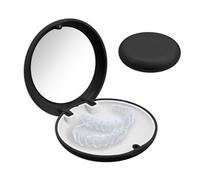 Retainer Container Case with Mirror, Dental Retainer Cover with Magnetic Closure Portable Orthodontic Denture Box Mouth Guard Holder Case for Braces Mouthguards Teeth Travel Household (Black)