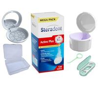 Retainer Mega Pack - Premium 136 Tablets Cleaning Kit with Bath & Travel Cases - Odor-Free Dental Fresh Brite Cleaner for Dentures, Aligners, Invisalign & Mouthguards - Eliminates 99.9% of Bacteria