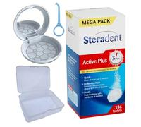 Retainer Premium Pack - 136 Tablets Cleaning Kit with Travel Cases - Odor-Free Dental Fresh Brite Cleaner for Dentures, Aligners, Invisalign & Mouthguards - Eliminates 99.9% of Bacteria