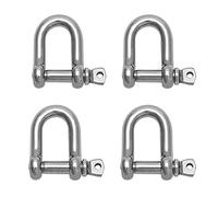 Retec 4 PCS D Shackle M8 D Links Hook Shackle Clip 304 Stainless Steel D Ring Shackle Lock Screw Shackles for Heavy Duty Rigging, Hauling, Camping, Sports & Hiking Accessories